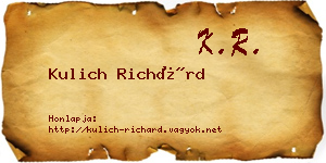 Kulich Richárd névjegykártya